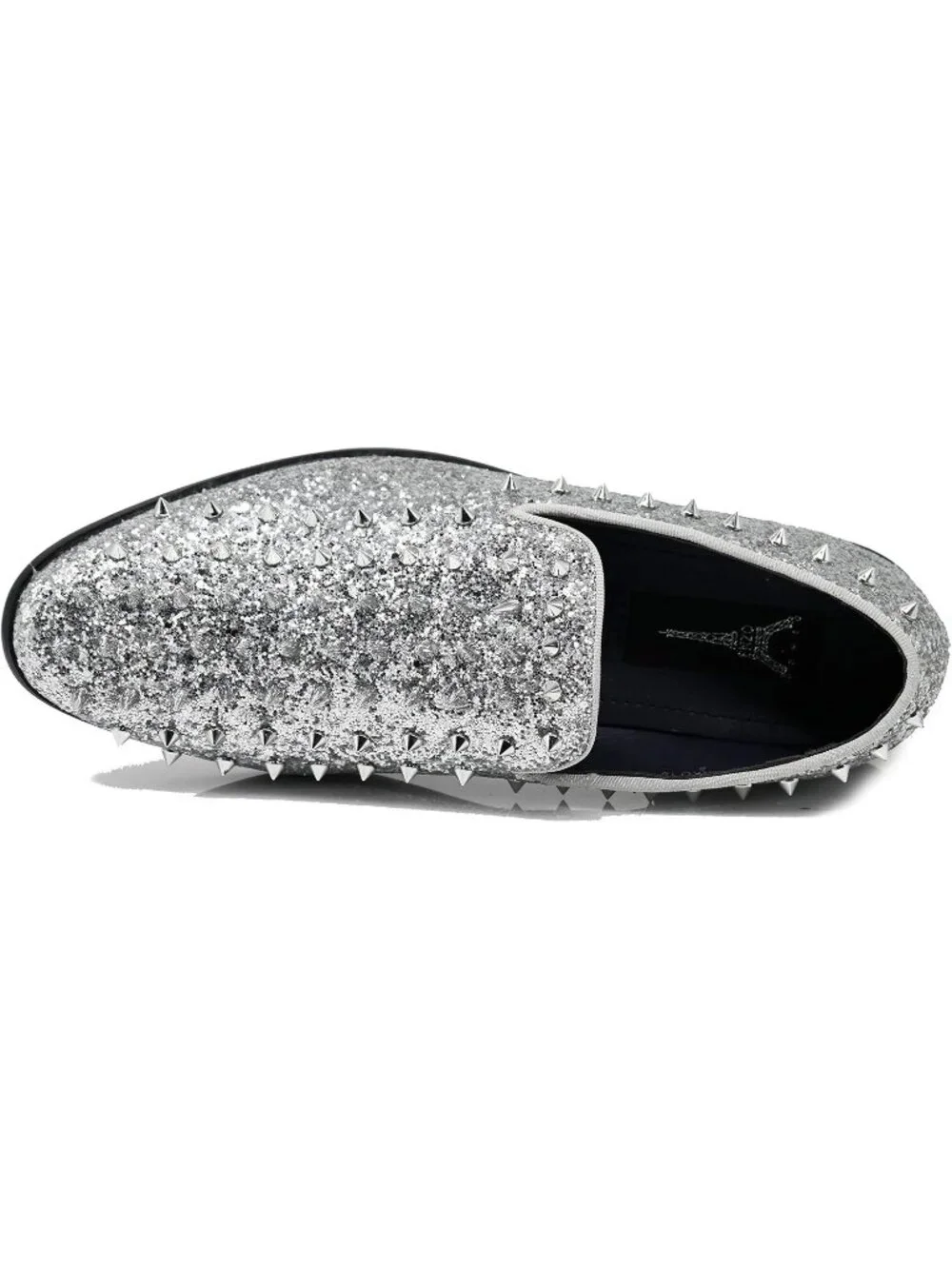 Enzo Romeo Men's Silver Rubber Sole Vintage Loafers Slip On Classic Tuxedo Shoes